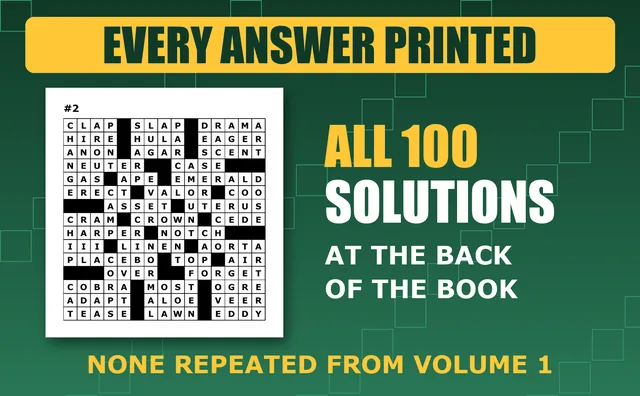 The solution grid for crossword 2, with the words none repeated from Volume 1